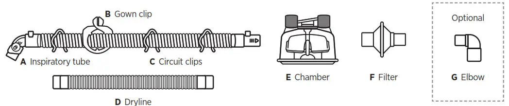 F P 850A61J 850 AirSpiral Adult NIV and NHF Circuit Kit - 6