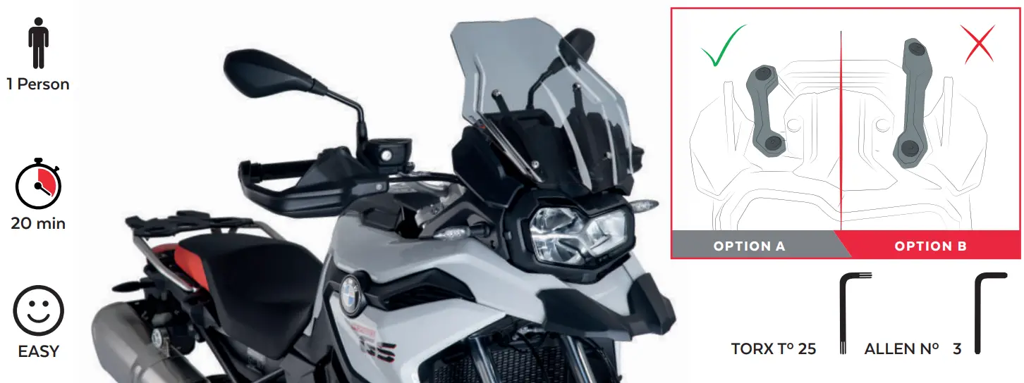 Puig 3768 BMW F750GS 18 21 Touring Windshield