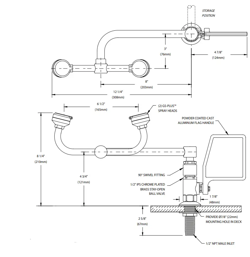 Guardian-G1806LH-Brass-Eyewash-Deck-Mounted-2