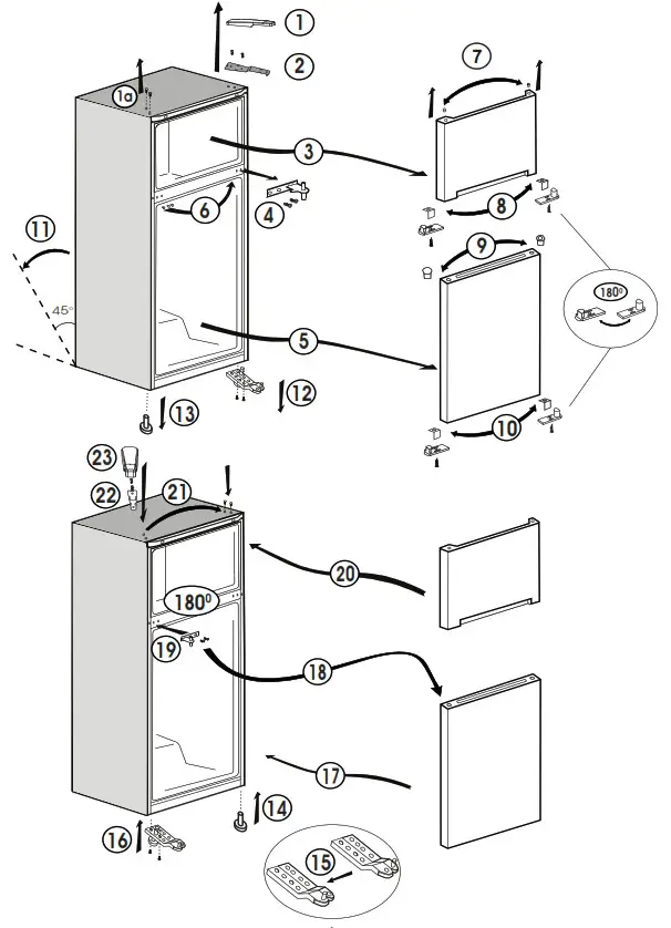 beko Refrigerator RDSA180K20W-- Reversing the doors