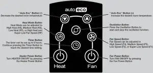 Lasko FH610 Tower Heater Fan with Remote Control - Controls