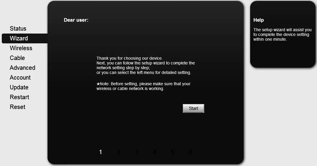 Quick Start Wizard Start