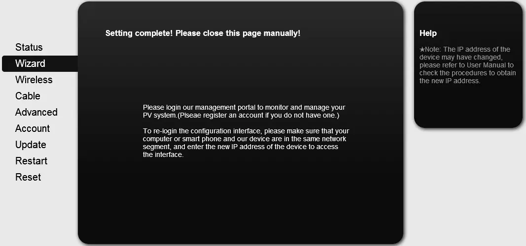 Successful Restart Display