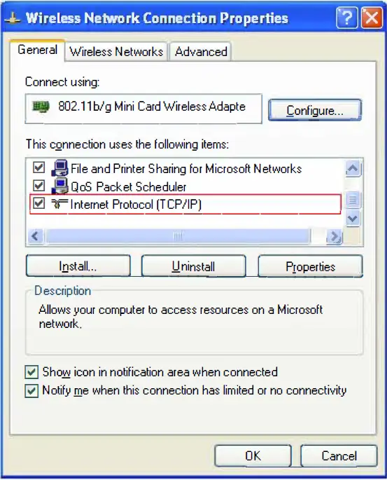 Wireless Network Connection Properties