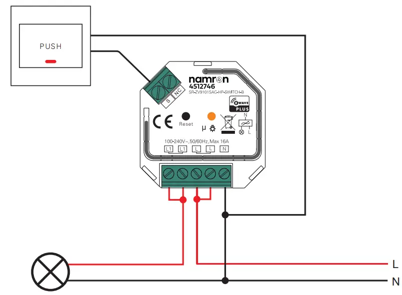 namron 4512746 Z-Wave Switch 16A - Function 2