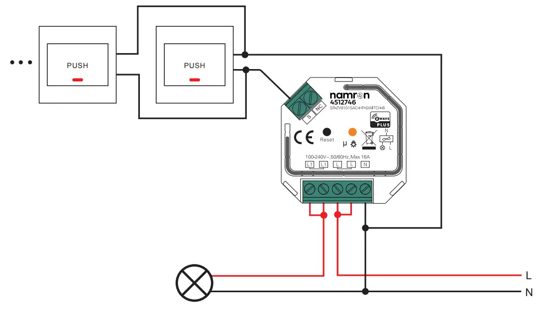 namron 4512746 Z-Wave Switch 16A - Function 3