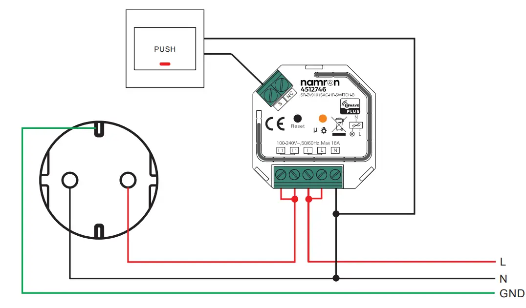 namron 4512746 Z-Wave Switch 16A - Function 4