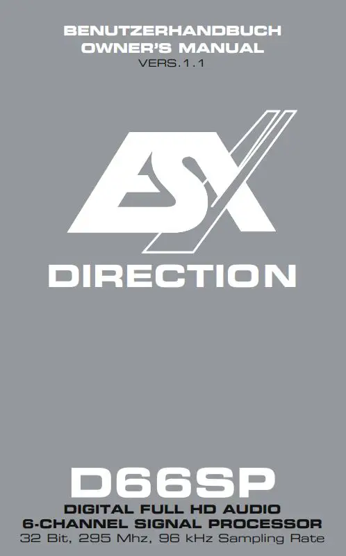 ESX D66SP Digital Full HD Audio 6-Channel Signal Processor Owner's Manual