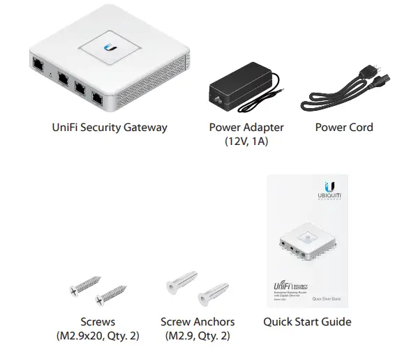 UBIQUITI Enterprise Gateway Router with Gigabit Ethernet Package Contents
