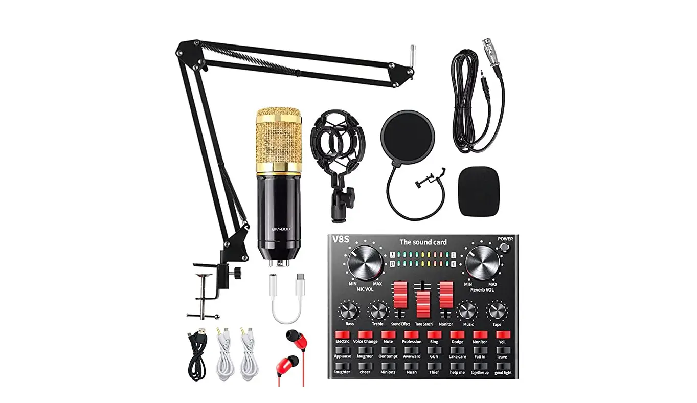Condenser Microphone Bundle, Alpowl Bm-800 Mic Kit With Live Sound Card-user Instructions