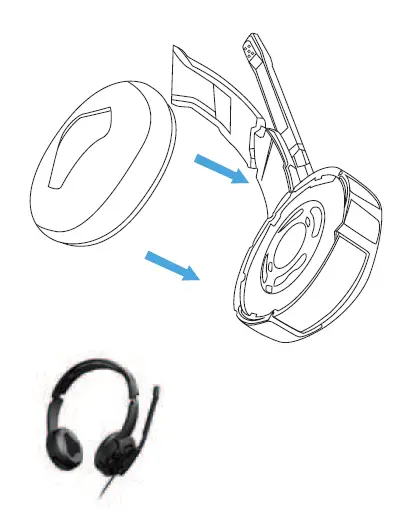 PLACE EARPAD ON SPEAKER