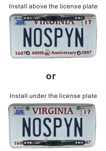 VIRGINIA 5’’ Digital Wireless Backup Camera Kit - Install above the license plate