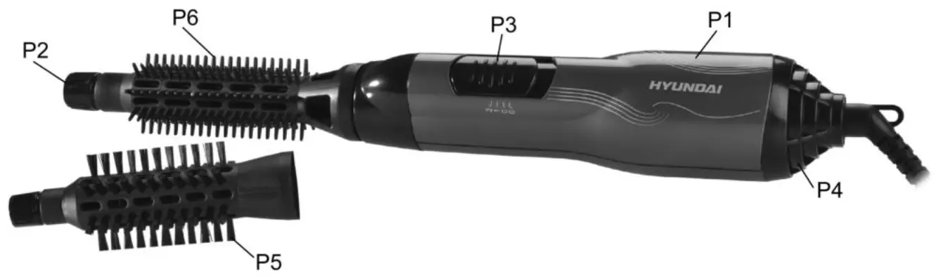 HYUNDAI HC 604BL Hot air curler - CONTROLS