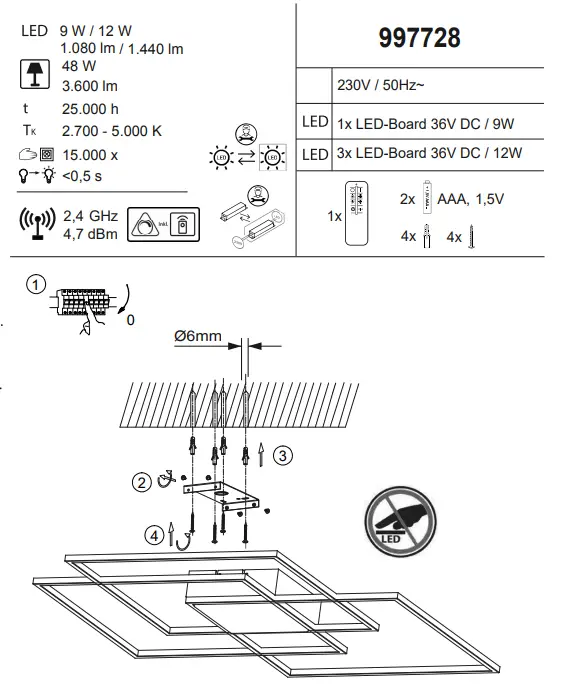 Paul Neuhaus 14713-55 Q Alta LED Ceiling Light - Fig 1