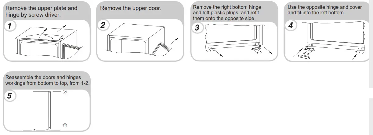 Candy CCE3T618FWU Refrigerator - REVERSING THE OPENING OF THE DOORS