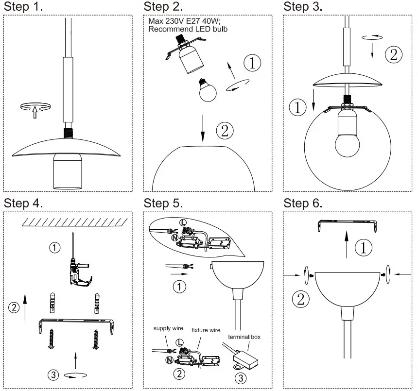 NOVA LIFE 5396203502 Ball Ceiling Lamp - Figure 1
