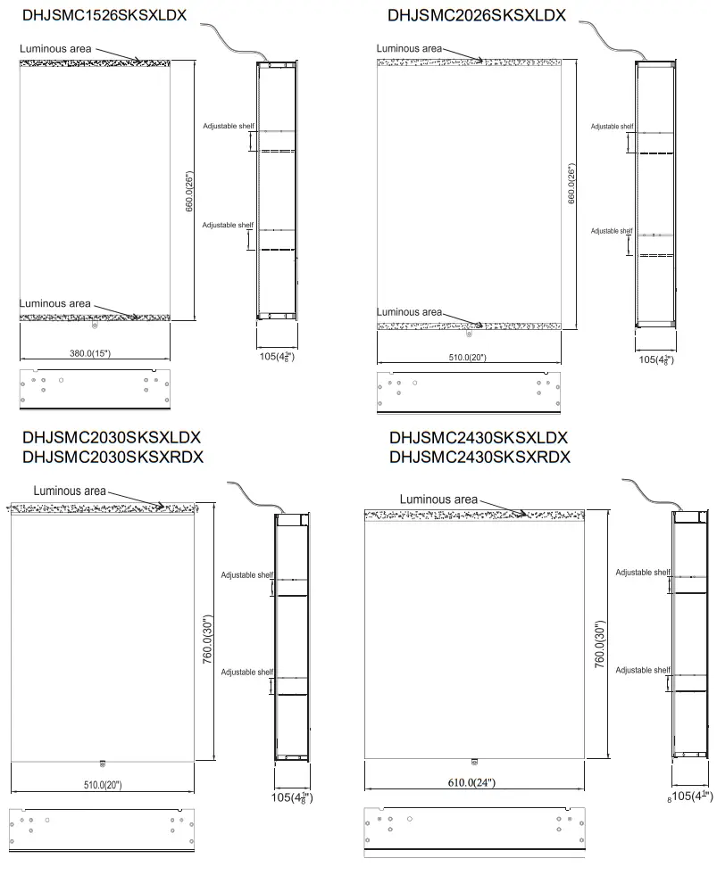 THE HOME DEPOT WSHDRMMC0012 LED Lighted Medicine Cabinet- DHJSMC1526SKSXLDX