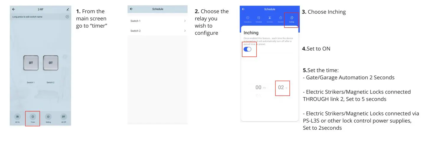 APC Link 2 Two Channel WiFi Switch - Setting to inching (relay time)