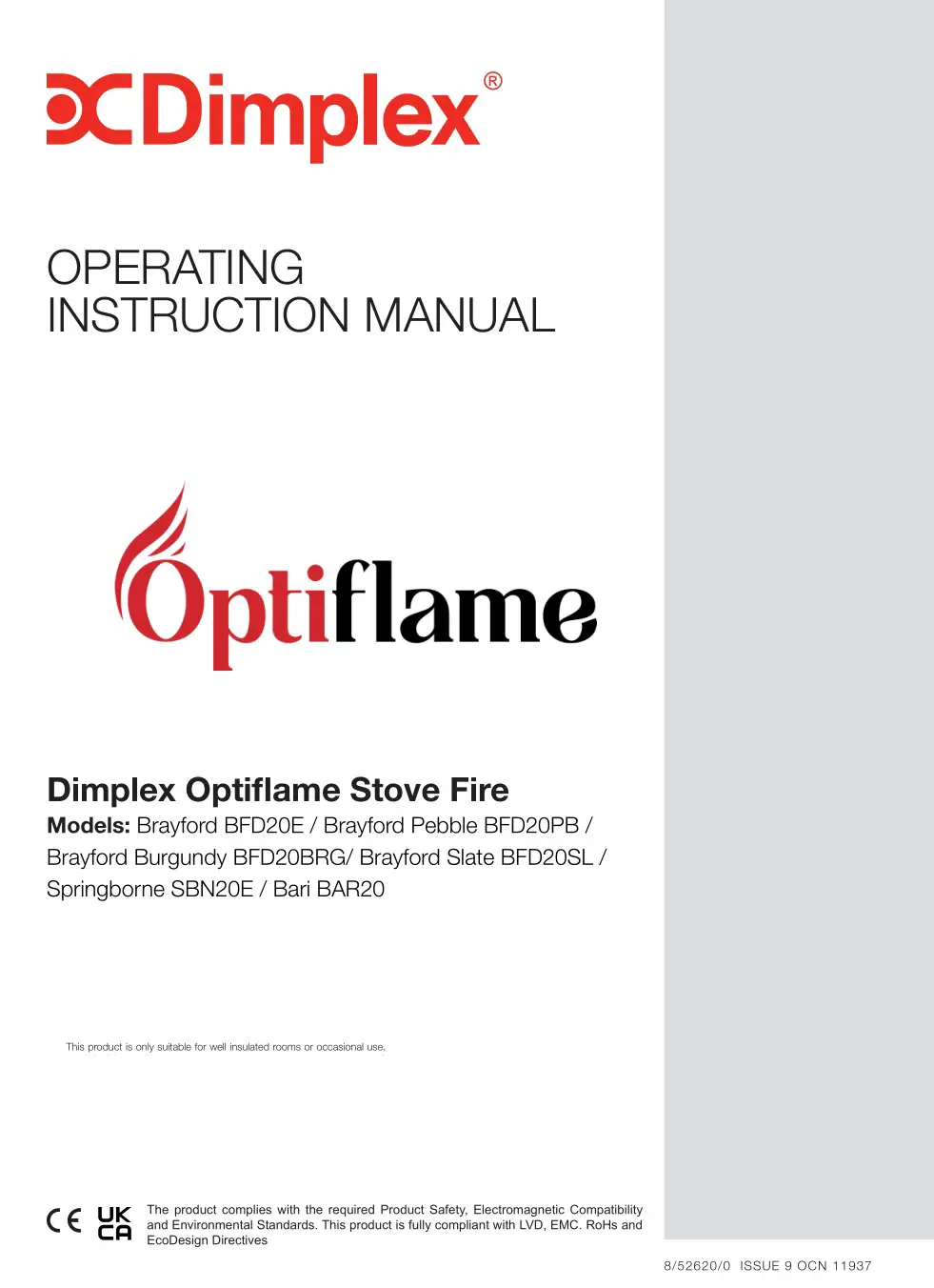 Dimplex Optiflame Stove Fire Instruction Manual
