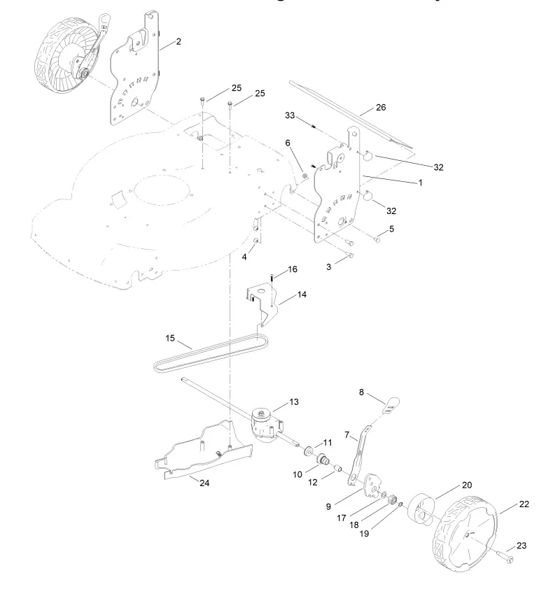 Rear Wheel and Height-of-Cut Assembly