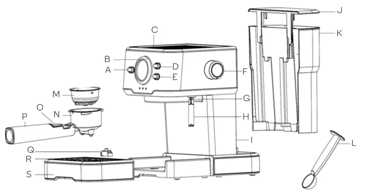 kogan KAESSPCOFFB ESPRESSO Coffee Machine - overviw