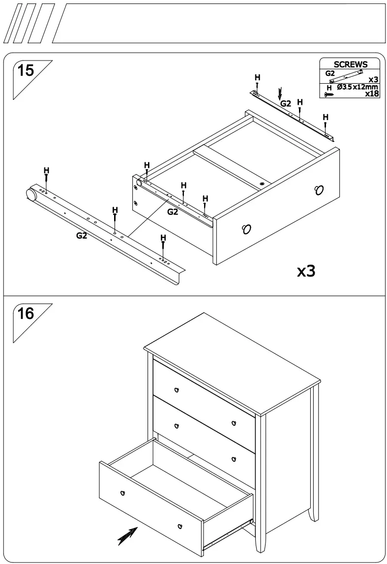 Flieks WF189222AAA Dresser Chest Of Drawers Cupboard Bedside Table 80x41x84 Cm White - fig 9