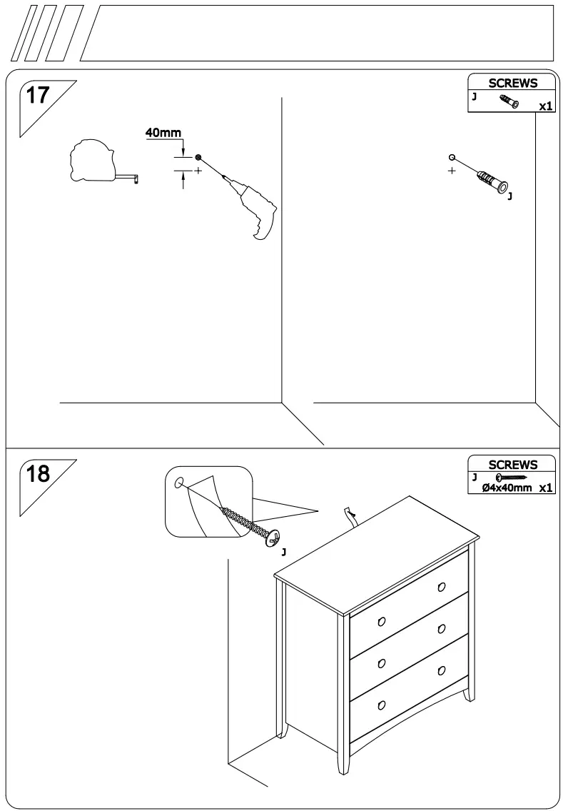 Flieks WF189222AAA Dresser Chest Of Drawers Cupboard Bedside Table 80x41x84 Cm White - fig10