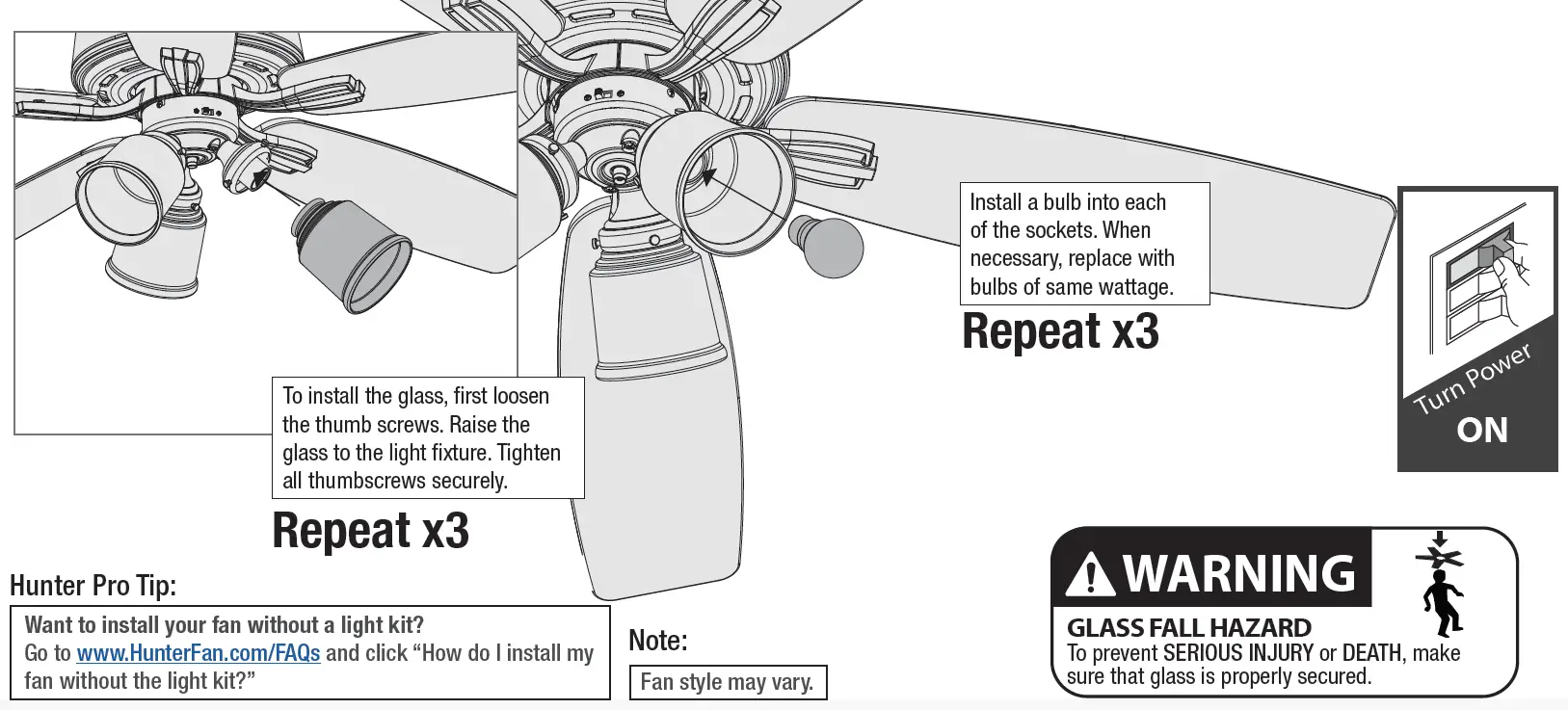 Installing the Bulbs and Glass
