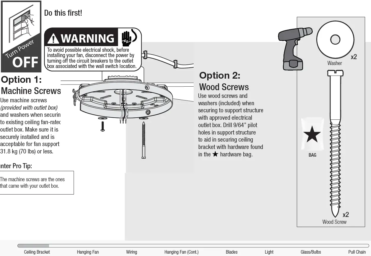 Installing the Ceiling Bracket
