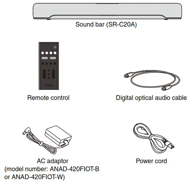 YAMAHA SR-C20A Compact Sound- Supplied accessories