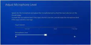 Adjust microphone level screen