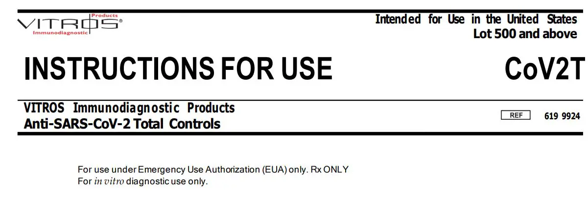 VITROS CV2TN Immunodiagnostic Products Anti-SARS-CoV-2 Total N Antibody Reagent Pack Instruction Manual