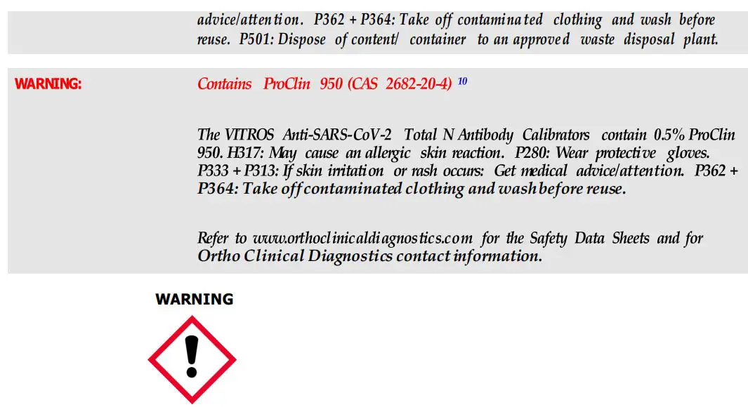 VITROS CV2TN Immunodiagnostic Products Anti-SARS-CoV-2 Total N Antibody Reagent Pack Instruction Manual - Reagents