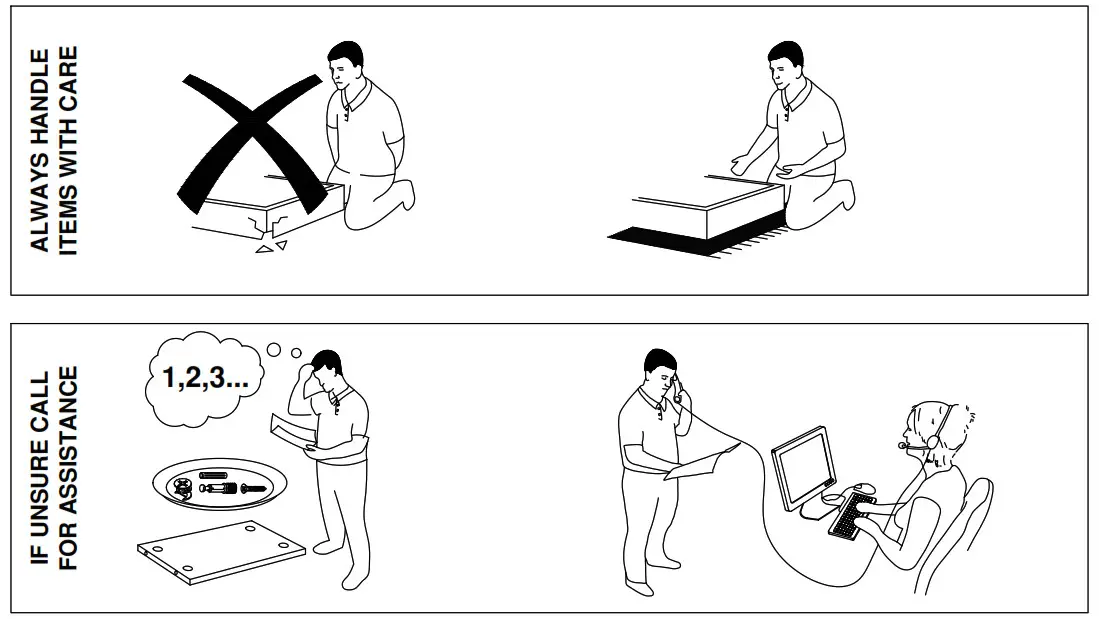 dams Shallow Desk - ALWAYS HANDLE ITEMS WITH CARE