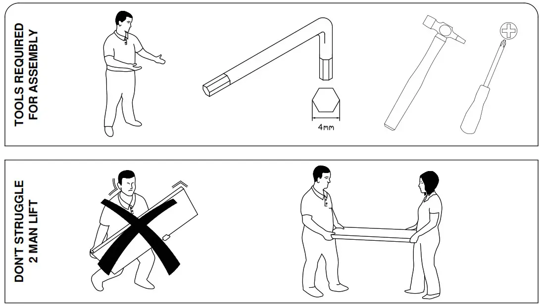 dams Shallow Desk - TOOLS REQUIRED FOR ASSEMBLY