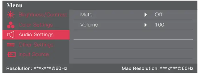 Audio Settings Menu
