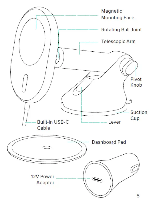 iottie MGSFIO101 Velox Magnetic Wireless Charging Dash and Windshield Mount 1