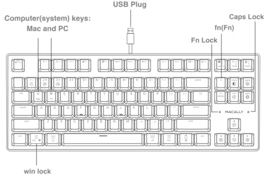 MACALLY BM2KEY Tenkeyless Backlit Mechanical USB Keyboard - Basics