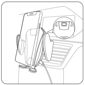 Dongguan TAC-117A Car Fast Wireless Charger - Press the switch which behind the bracket, open the bracket
