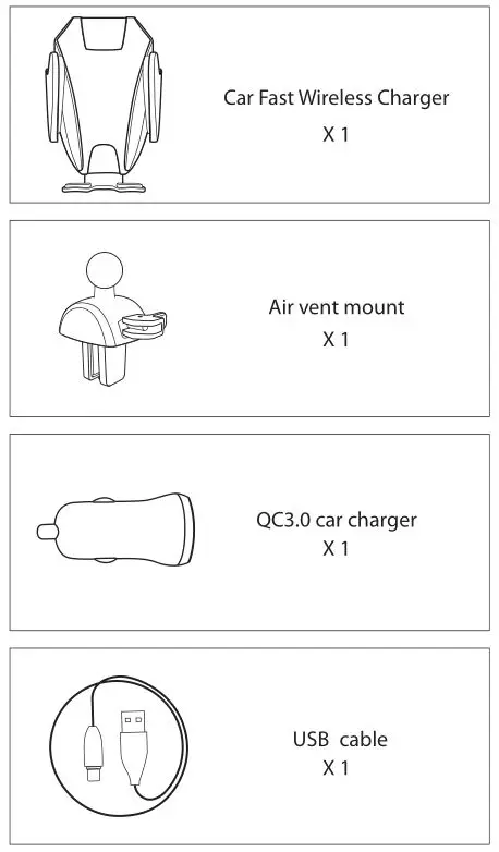 Dongguan TAC-117A Car Fast Wireless Charger - What is included