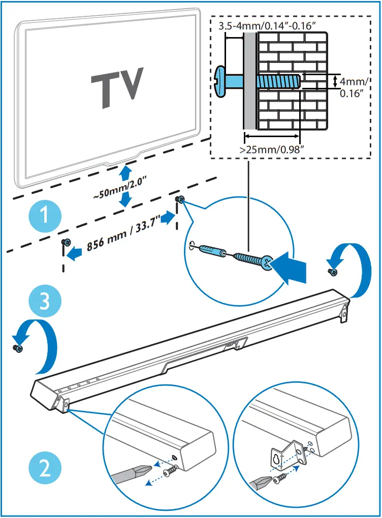 PHILIPS Soundbar G Screw length diameter