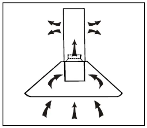 caple AH600BK Angled Wall Chimney Hood - RECIRCULATION