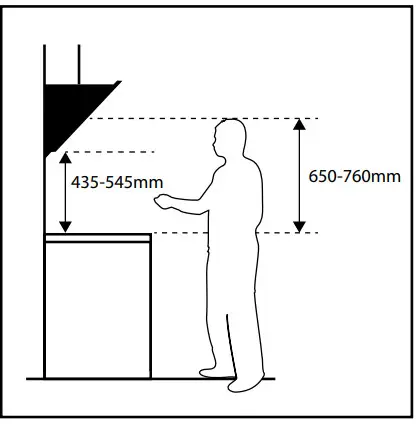 caple AH600BK Angled Wall Chimney Hood - cooker