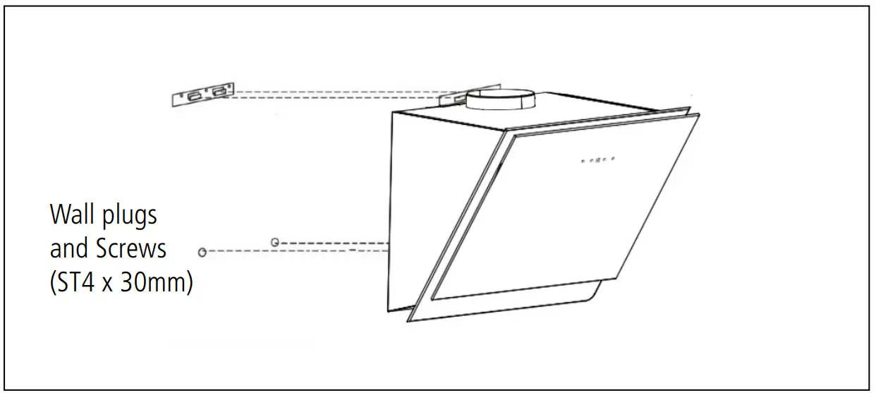 caple AH600BK Angled Wall Chimney Hood - remove
