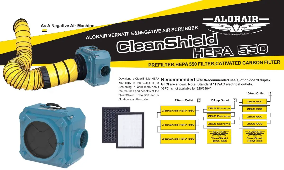 ALORAIR HEPA 550 Versatile and Negative Air Scrubber Instructions