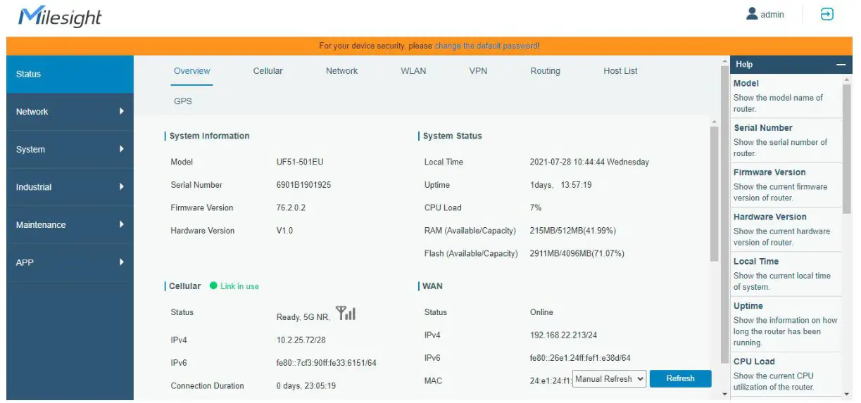Milesight UF51 5G CPE Cellular Router - Log in the Web GUI 3