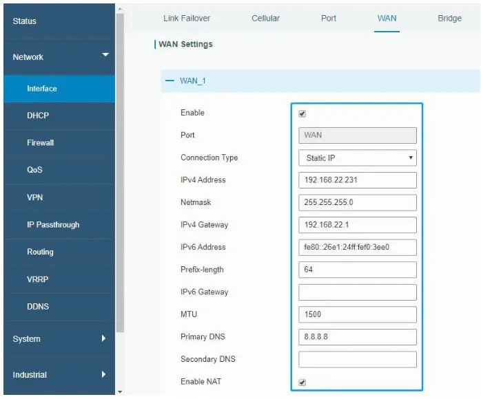 Milesight UF51 5G CPE Cellular Router - Network Configuration