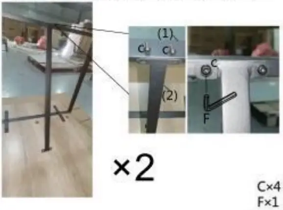 Polibi RS 551IRDTD Industrial Rectangular Rustic Brown Wood Top Dining Table - Installation steps 5