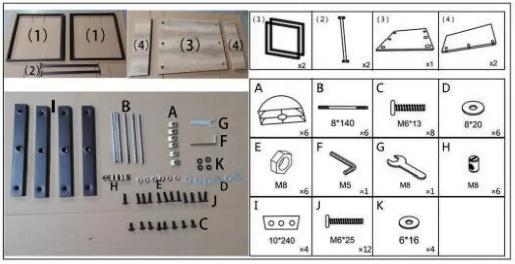 Polibi RS 551IRDTD Industrial Rectangular Rustic Brown Wood Top Dining Table - Parts