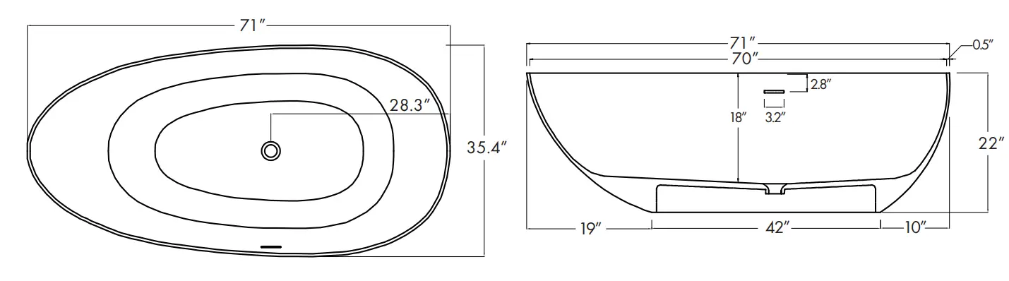 MEDUNJESS FS302 1800 Non Whirlpool Freestanding Bathtub - Fig